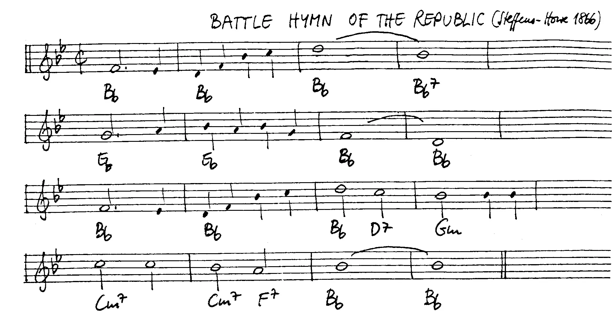 battle hymn of the republic free jazz leadsheet - Courtesy of the Jungle Jazz Band